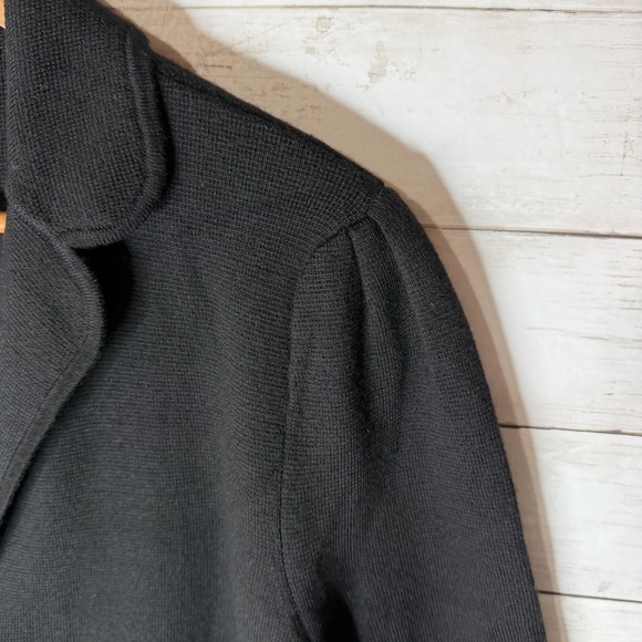 Talbots 100% Pure Merino Wool Sweater Blazer Black Pleated Pin Tuck Shoulder XL - Picture 6 of 6